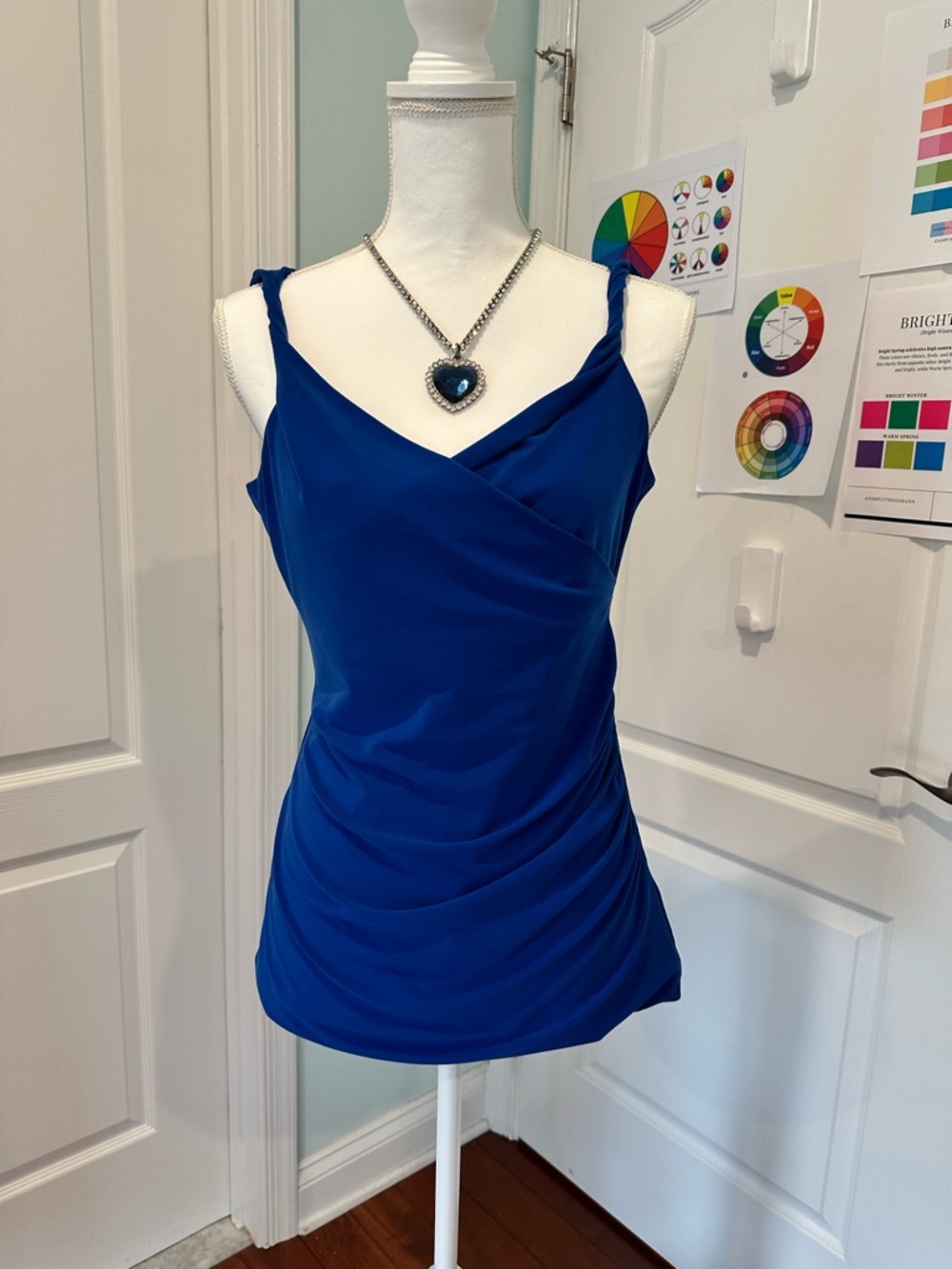 Kenneth Cole New York Royal Blue Draped V-Neck Camisole